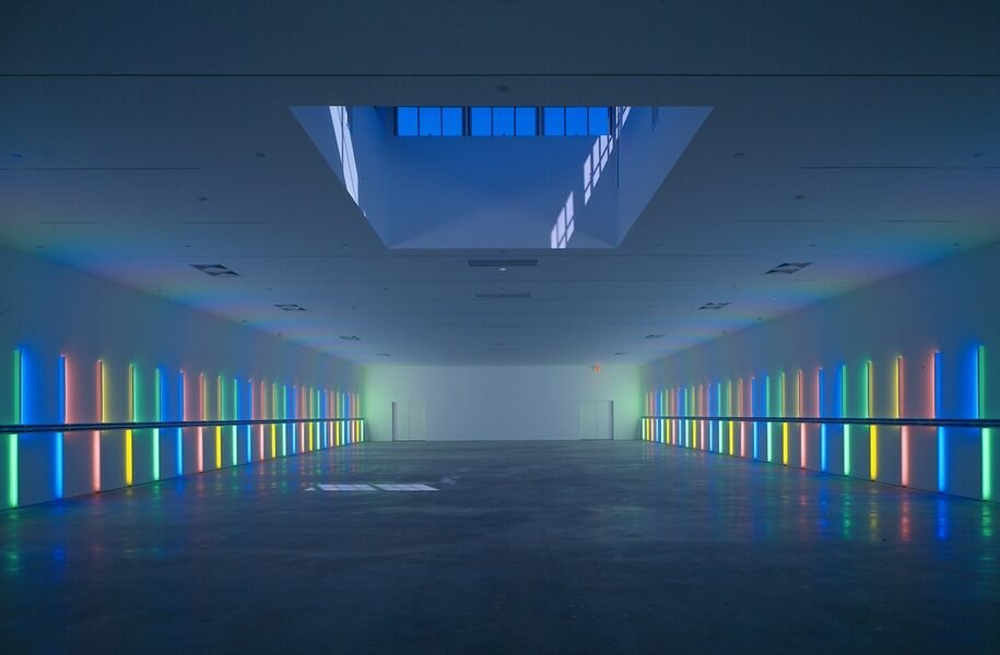 Dan Flavin Installation at Richmond Hall in Rice Village Houston